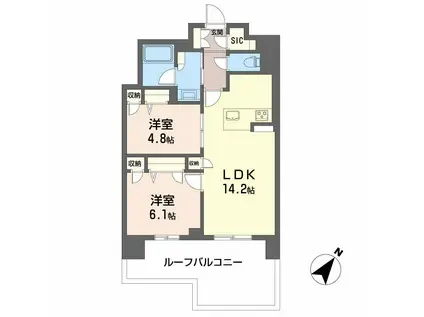 リビエナ グラン 新梅田(2LDK/4階)の間取り写真