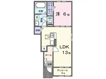 アイリス ガーデン(1LDK/1階)の間取り写真