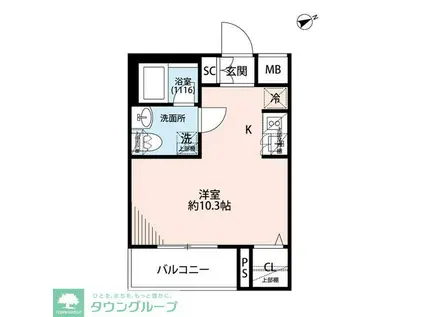 プレール・ドゥーク方南町(ワンルーム/1階)の間取り写真