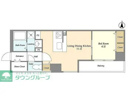 リテラス森下(1LDK/7階)の間取り写真