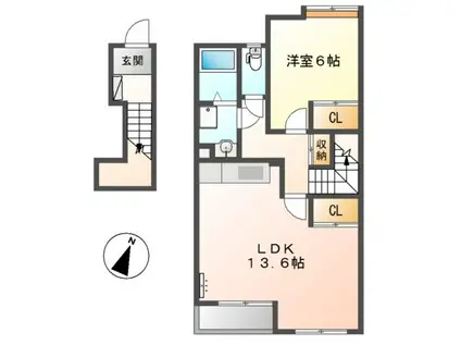 ティアラ(1LDK/2階)の間取り写真