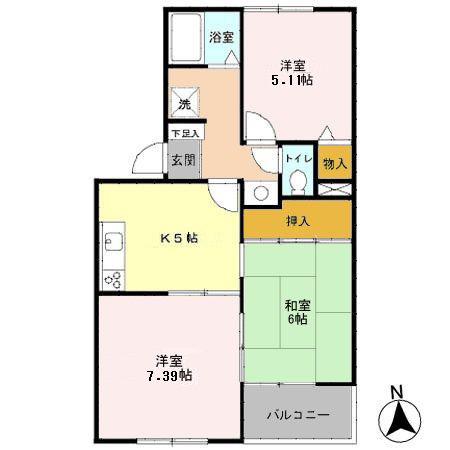 ボナール(3DK/3階)の間取り写真