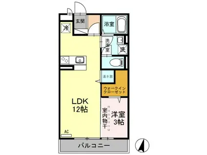 フローラB棟(1LDK/3階)の間取り写真