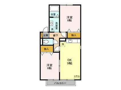 ルノワール瑞穂Ⅱ(2DK/2階)の間取り写真