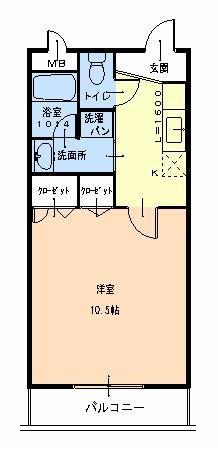 Mグラナート(1K/2階)の間取り写真