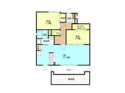 近鉄山田線 宮町駅 徒歩38分 5階建 築22年(2LDK/1階)の間取り写真