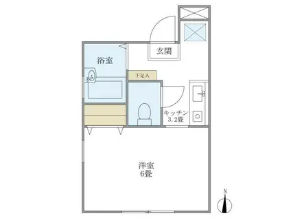 メルベーユ椎山(1K/1階)の間取り写真