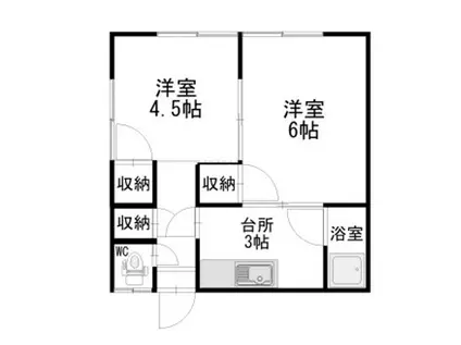 こがね荘(2K/2階)の間取り写真