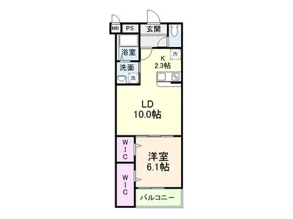WISTERIA TERRACE(1LDK/3階)の間取り写真