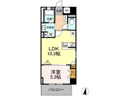 プルミエマンション(1LDK/3階)の間取り写真
