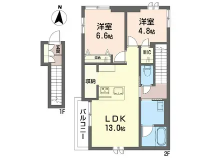 グリナージュ千鳥(2LDK/2階)の間取り写真