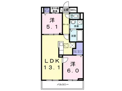 中筋1丁目アパート(2LDK/1階)の間取り写真