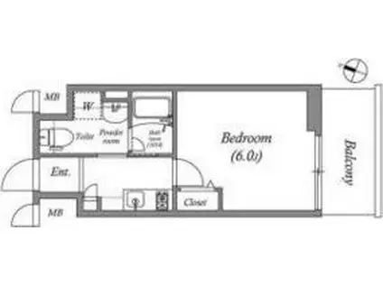 LIVECASA上新庄(1K/5階)の間取り写真