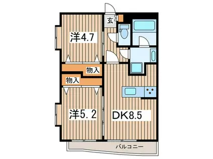 メゾン・ド・クラ(2DK/2階)の間取り写真