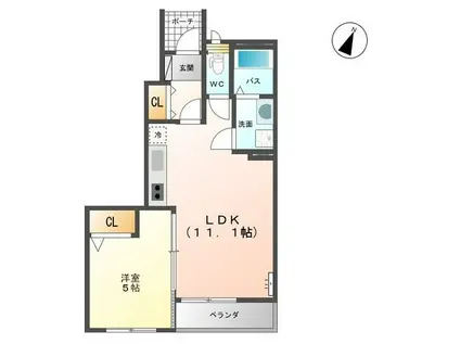 エクセレンスII(1LDK/1階)の間取り写真