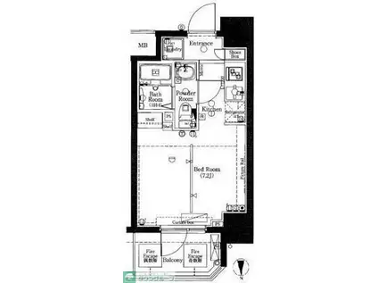 アクサス東京イーストレジデンス(ワンルーム/2階)の間取り写真