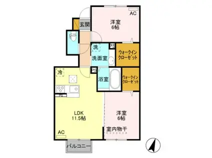 エトワールA(2LDK/1階)の間取り写真