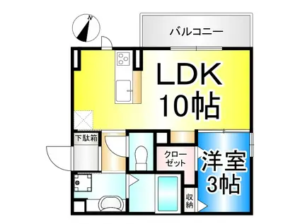 グランスクエアII番館(1LDK/3階)の間取り写真