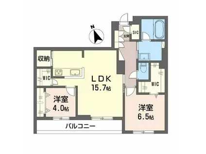 ピアヌーラ祇園(2LDK/2階)の間取り写真