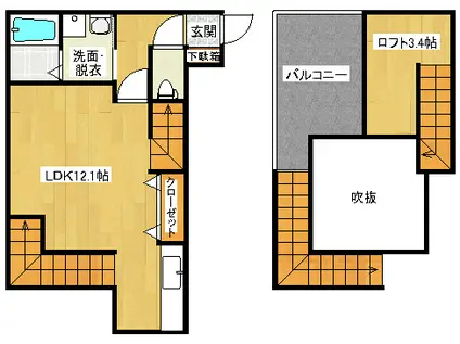 MAISONETIC東雲(ワンルーム/2階)の間取り写真