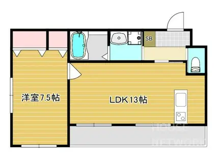 ルィエ花屋町(1LDK/2階)の間取り写真