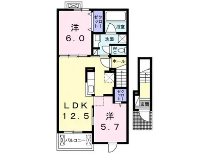 プリムローズ・サノ(2LDK/2階)の間取り写真