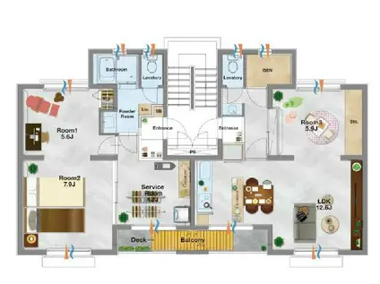 都府楼11棟(3SLDK/4階)の間取り写真