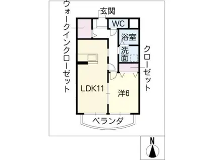 エルーセラ OHNO(1LDK/2階)の間取り写真