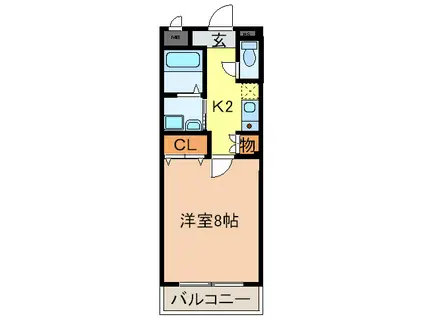 プルメリアM(1K/2階)の間取り写真