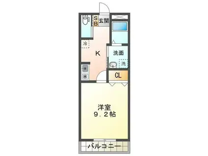 シティライフ三日市(1K/1階)の間取り写真
