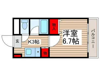 ZEPHYR S(ワンルーム/1階)の間取り写真