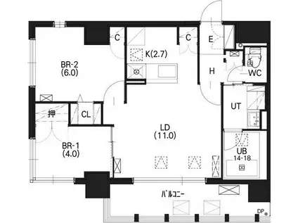 リシェス桑園(2LDK/2階)の間取り写真