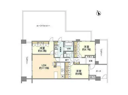 クリオレミントンハウス阿佐ヶ谷(3LDK/12階)の間取り写真