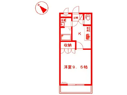 フラワリーヒル(1K/3階)の間取り写真