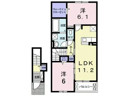 クレールIV B(2LDK/2階)の間取り写真