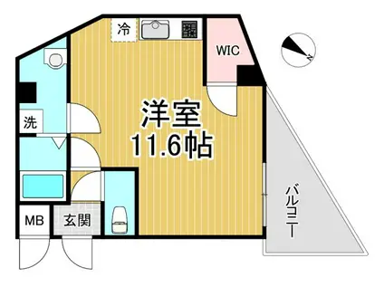 ELEGANTE宝塚(ワンルーム/2階)の間取り写真