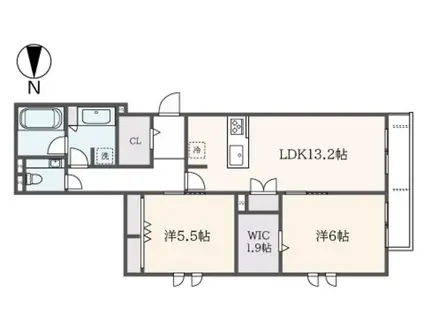 LEBOIS中野(2LDK/1階)の間取り写真