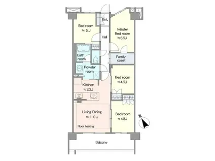 レーベン横浜山手ONE WARD COURT(4LDK/7階)の間取り写真