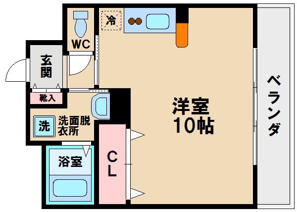ベージョフロレスタ松崎町(ワンルーム/2階)の間取り写真
