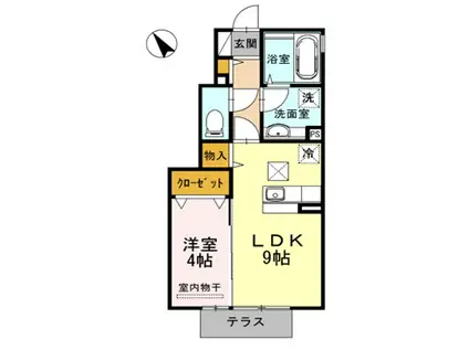 ウィットボヌール(1LDK/1階)の間取り写真