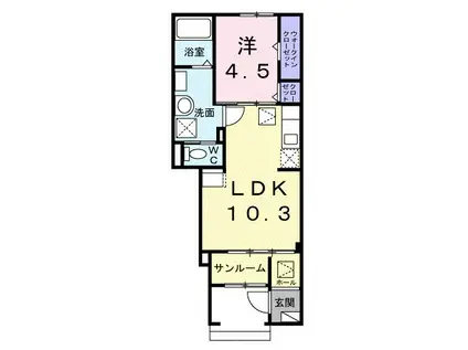 グリーンステージ山田一番町(1LDK/1階)の間取り写真