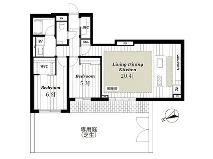 グランフォルトゥーナ久我山(2LDK/1階)の間取り写真