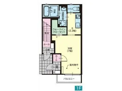 ラフィーネ今泉(1K/1階)の間取り写真