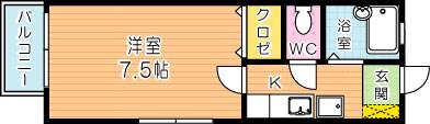 MOON江南町(1K/1階)の間取り写真