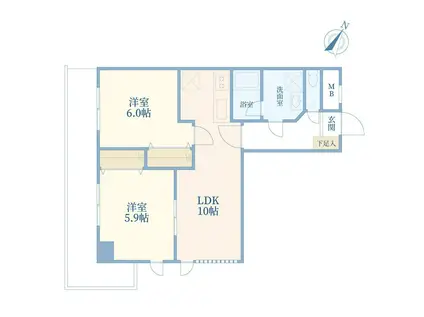 モンレーブ三宿(2LDK/4階)の間取り写真