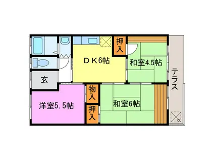 第一中央荘(3DK/1階)の間取り写真