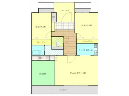 シティパル春日セントレC(3LDK/8階)の間取り写真