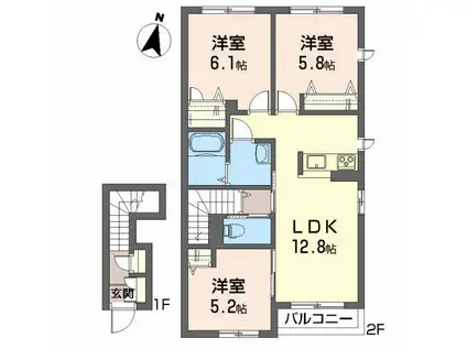 ミューレンII(3LDK/2階)の間取り写真