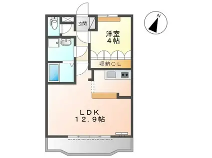 エクセル・ハイムII(1LDK/1階)の間取り写真