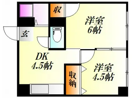 幟パークハイツ(2DK/6階)の間取り写真